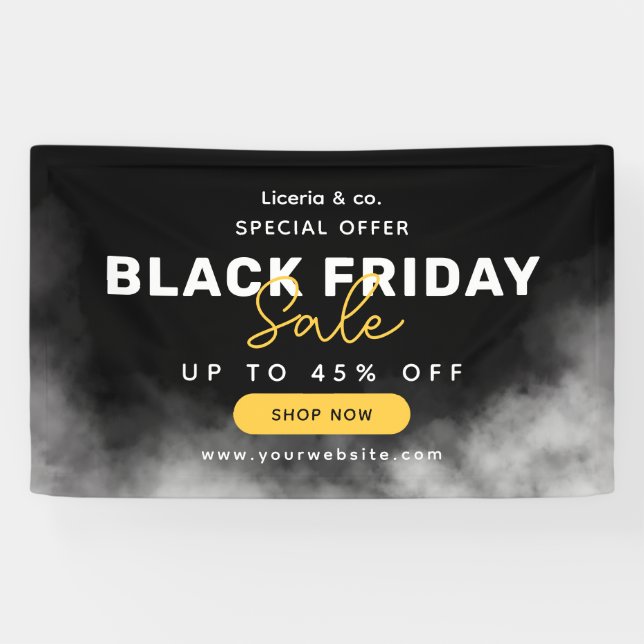 Schwarzweiß-Einfache Black Friday Sale-Banner Banner (Horizontal)