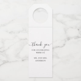Schwarzweiß einfache Skript Hochzeit danke Flaschenanhänger