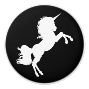 Schwarzweiss-Einhorn spielt Märchen-Griff die Keramikknauf