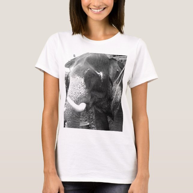 Schwarzweiss-Elefant T-Shirt (Vorderseite)