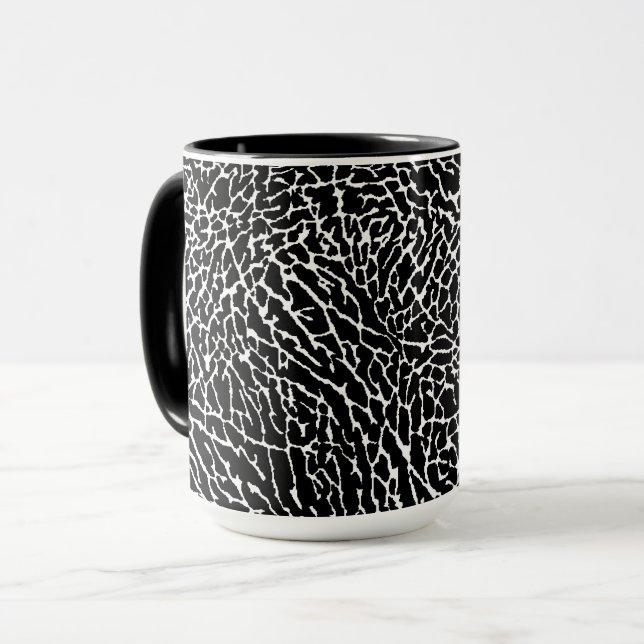 Schwarzweiß-Elefantendruck Tasse (Vorderseite Links)
