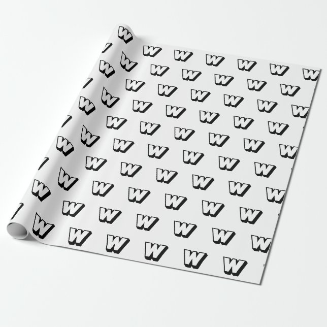 Schwarzweiß-Erstmuster für Monogramm Geschenkpapier (Ungerollt)