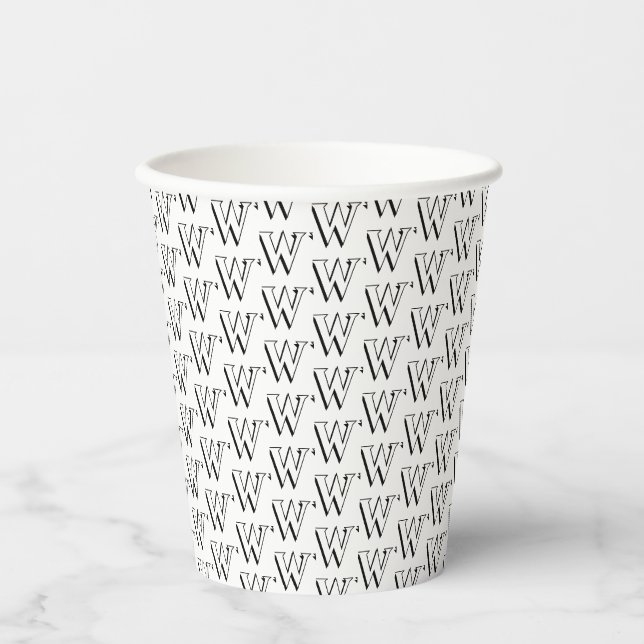 Schwarzweiß-Erstmuster für Monogramm Pappbecher (Vorderseite)