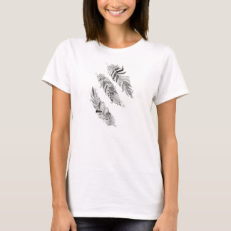Schwarzweiss-Federn T-Shirt
