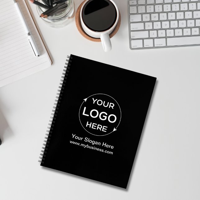 Schwarzweiß-Firmenlogo Notizbuch (Black and White Custom Business Logo Notebook)
