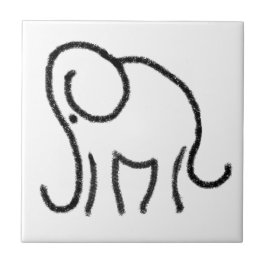 Schwarzweiss-Fliese mit stilisiertem Elefantemblem Fliese