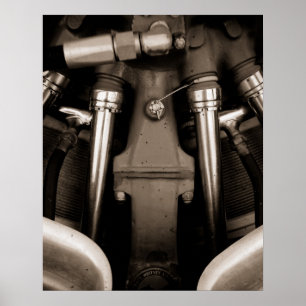 Schwarzweiss-Flugzeug-Motor-Plakatdruck Poster