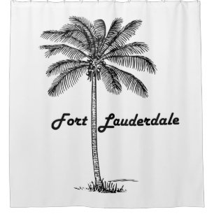 Schwarzweiss-Fort Lauderdale- u. Palmenentwurf Duschvorhang