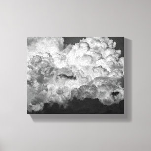 Schwarzweiss-Foto der großen Sturmwolken Leinwanddruck