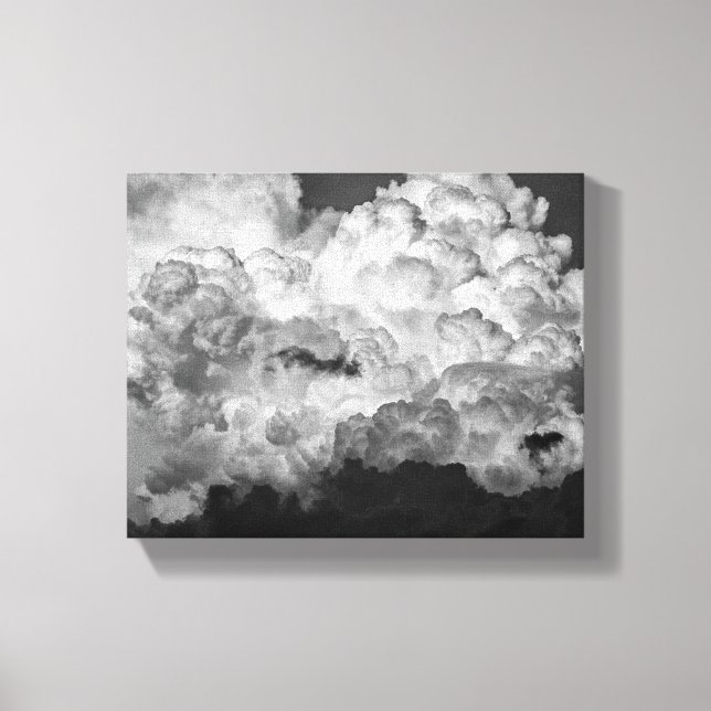 Schwarzweiß-Foto großer Sturmwolken Leinwanddruck (Vorderseite)