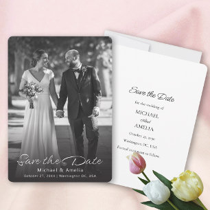 Schwarzweiß-Foto-Hochzeit speichern Sie die Datums