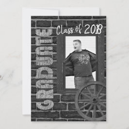 Schwarzweiss-Foto-Vintager Abschluss Einladung