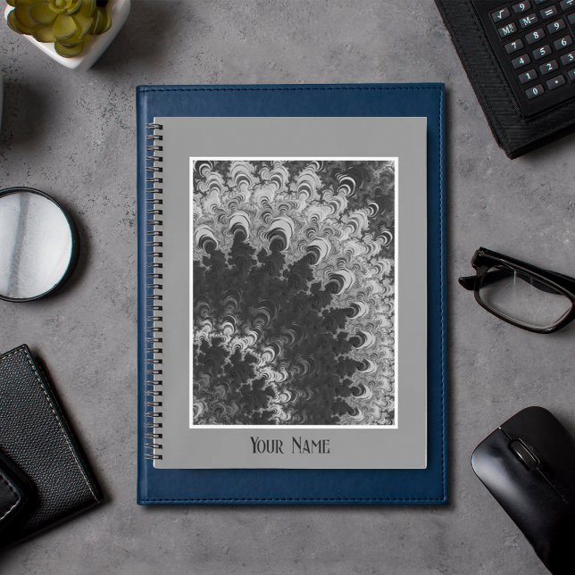 Schwarzweiß-Fraktal-Notebook Notizbuch (Von Creator hochgeladen)
