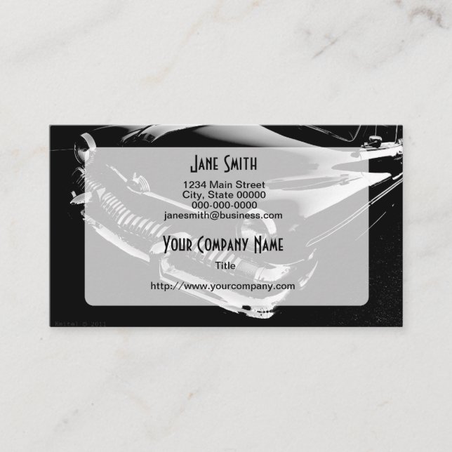 Schwarzweiss-frisiertes Auto Visitenkarte (Vorderseite)
