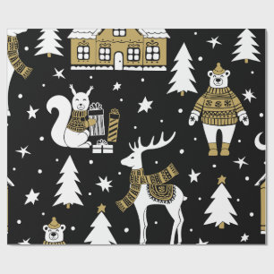 Schwarzweiß Frohe Weihnachtsschneeflocken Set Geschenkpapier