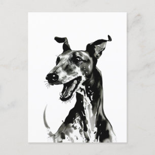 Schwarzweiß Galgo Español Joyful Greyhound Postkarte
