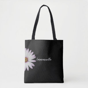 Schwarzweiss-Gänseblümchen personalisiert Tasche