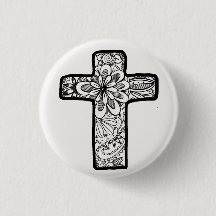 Schwarzweiss-Gekritzel-Kreuz-Knopf