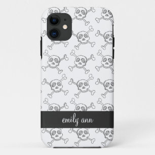 Schwarzweiss-Gekritzel-Schädel-Muster Case-Mate iPhone Hülle