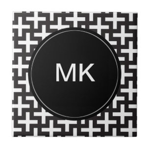 Schwarzweiss-geometrisches Fliese