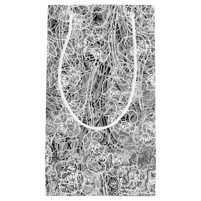 Schwarzweiss-Geschenk-Tasche des Blumendruck-3 Kleine Geschenktüte (Vorderseite)