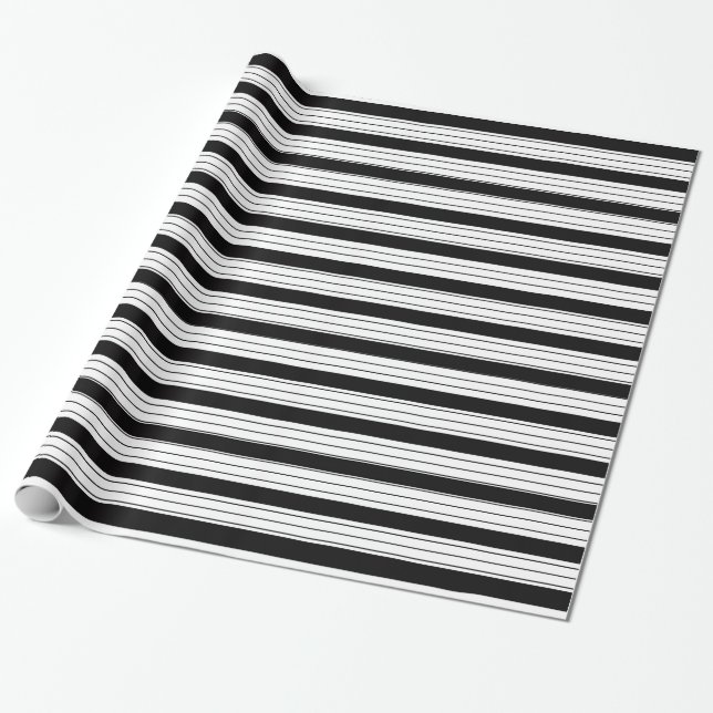 Schwarzweiß gestreift geschenkpapier (Ungerollt)