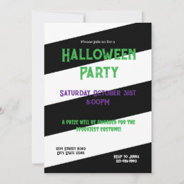 Schwarzweiß gestreiftes Halloween-Party Einladung