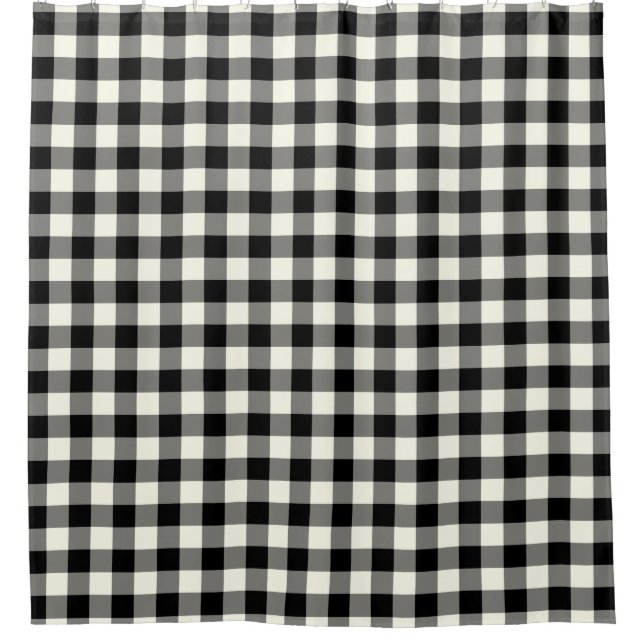 Schwarzweiss-Gingham-Duschvorhänge Duschvorhang (Vorderseite)