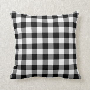 Schwarzweiss-Gingham-Muster Kissen