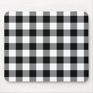 Schwarzweiss-Gingham-Muster Mousepad