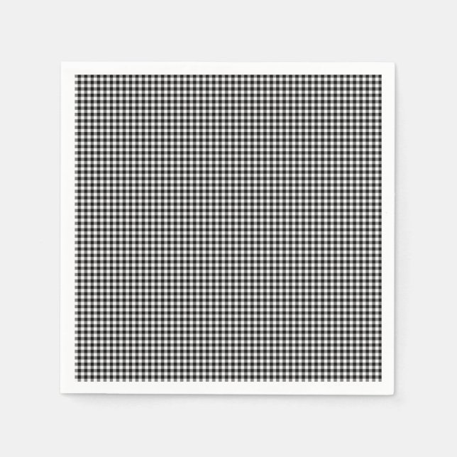 Schwarzweiß-Gingham-PAPER-PARTY-TELLER Serviette (Vorderseite)