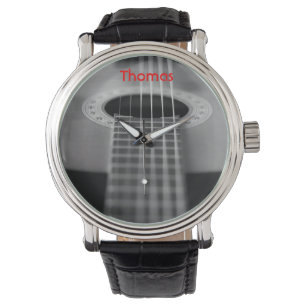 Schwarzweiss-Gitarren-Uhr Armbanduhr