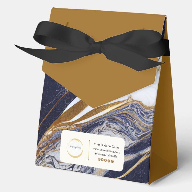 Schwarzweiß-Gold-Marmor Kleines Unternehmen Geschenkschachtel (Vorderseite)