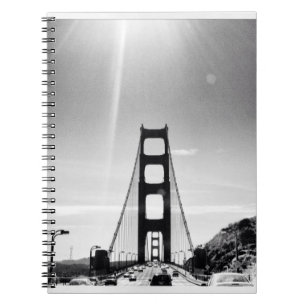 Schwarzweiss-Golden gate bridge Notizblock