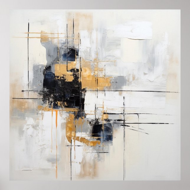 Schwarzweiß-Goldposter Poster (Vorne)