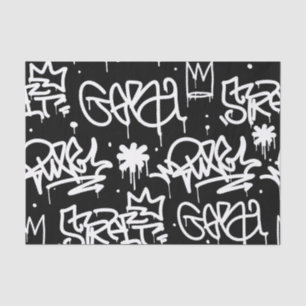 Schwarzweiss-Graffitimuster Seidenpapier