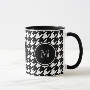 Schwarzweiss-Hahnentrittmuster Ihr Monogramm Tasse