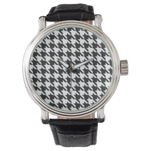 Schwarzweiss-Hahnentrittmuster-Muster Armbanduhr