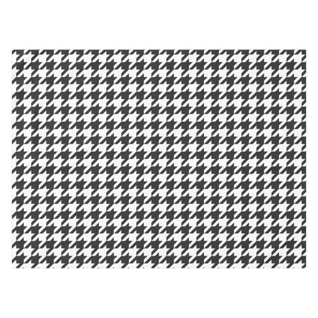 Schwarzweiss-Hahnentrittmuster-Muster Tischdecke (Vorderseite (Horizontal))