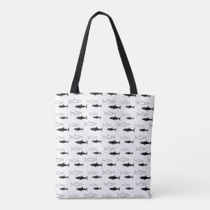 Schwarzweiss-Haifisch-Muster-Taschen-Tasche Tasche