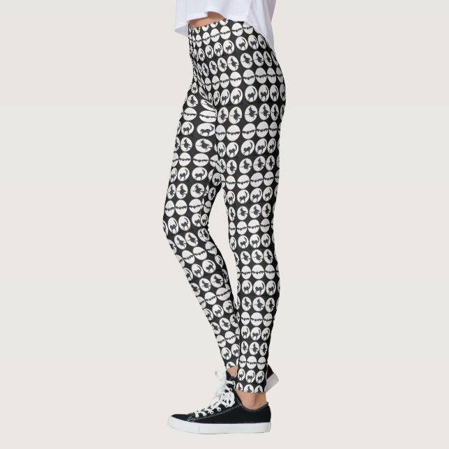 Schwarzweiss-Halloween-Entwurfs-Leggings Leggings (Links)