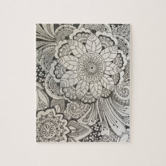 Schwarzweiss-Hand gezeichnetes Blumen