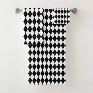 Schwarzweiss-Harlekin-Muster Badhandtuch Set