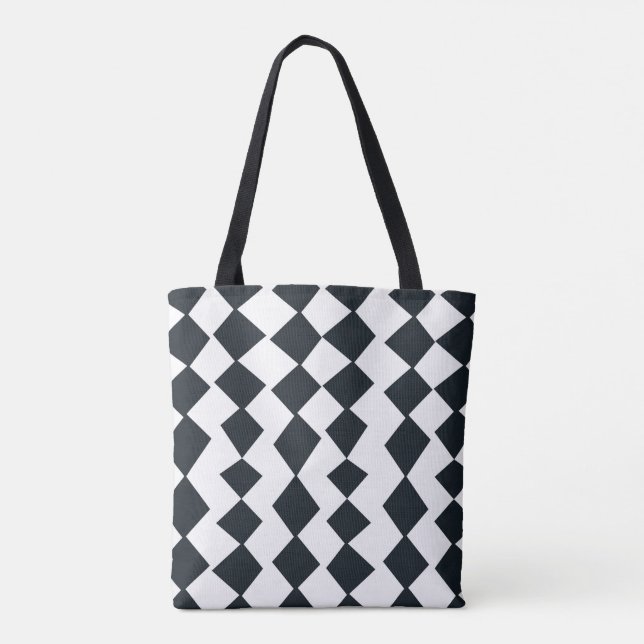 Schwarzweiss-Harlekin-Muster Tasche (Rückseite)
