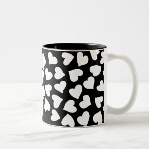 Schwarzweiss-Herz-Muster Zweifarbige Tasse