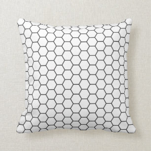 Schwarzweiss-Hexagon-geometrisches Muster Kissen