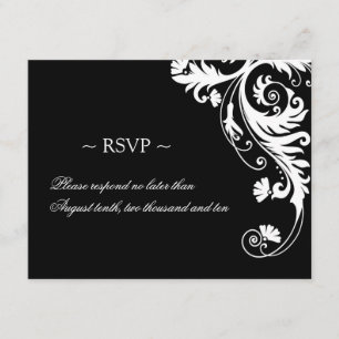 Schwarzweiss-Hochzeits-Antwort-Karten RSVP Karte