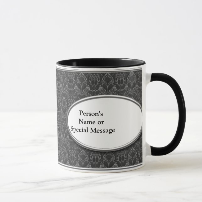 Schwarzweiss-Hochzeits-Party-personalisierte Tasse (Rechts)