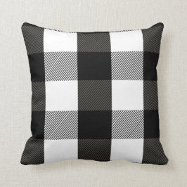 Schwarzweiss-Holzfäller-kariertes Flanell-Muster Kissen