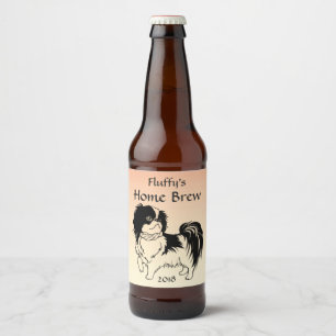 Schwarzweiss-Hund auf orange Bier-Aufkleber Bierflaschenetikett